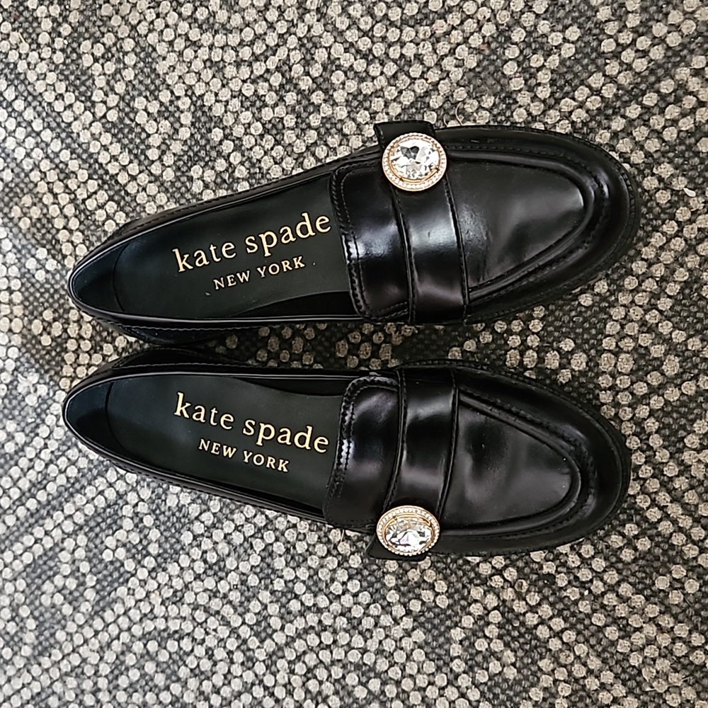 Kate Spade Black Loafers with Gold Accents